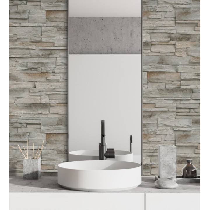 Papel pintado de piedra pizarra con relieve - Dakota Stone 682657