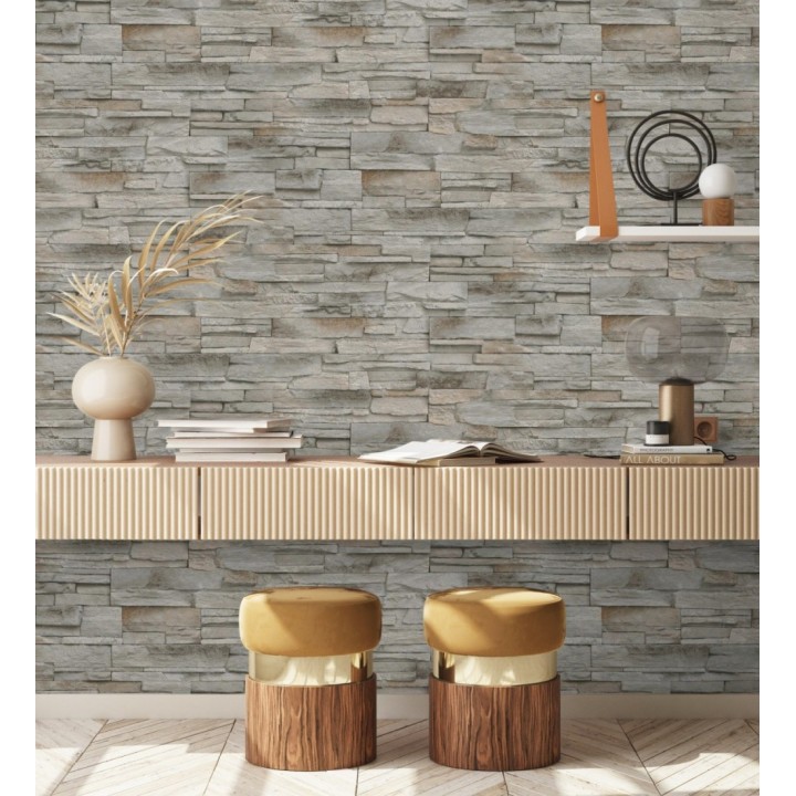 Papel pintado de piedra pizarra con relieve - Dakota Stone 682657