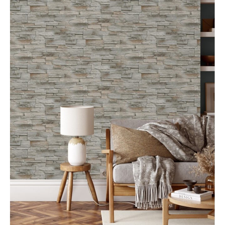 Papel pintado de piedra pizarra con relieve - Dakota Stone 682657