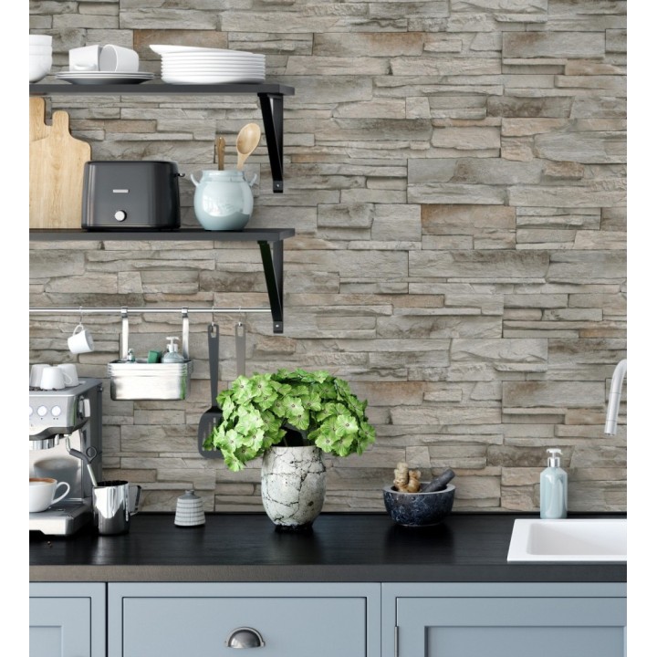 Papel pintado de piedra pizarra con relieve - Dakota Stone 682657