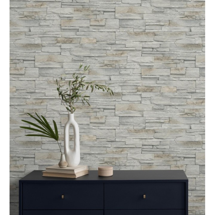 Papel pintado de piedra pizarra con relieve - Dakota Stone 682659