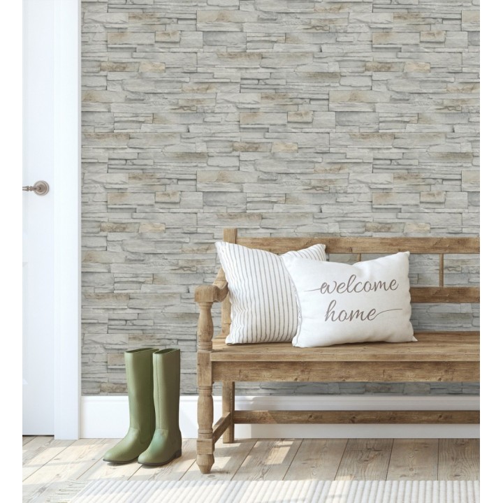 Papel pintado de piedra pizarra con relieve - Dakota Stone 682659