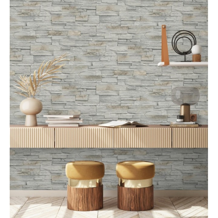 Papel pintado de piedra pizarra con relieve - Dakota Stone 682659