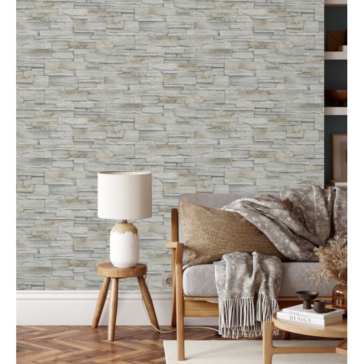 Papel pintado de piedra pizarra con relieve - Dakota Stone 682659