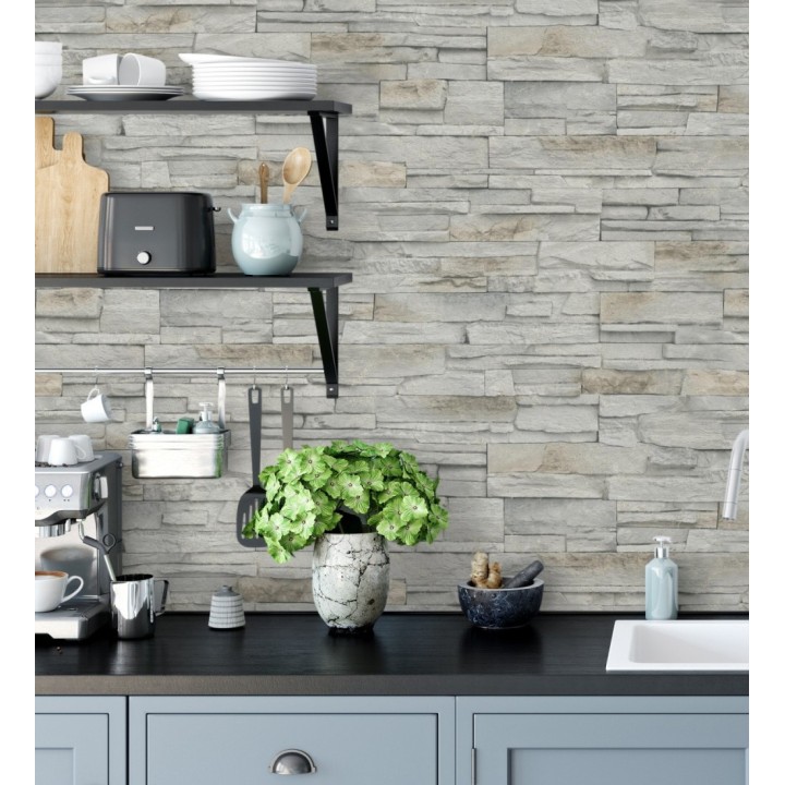 Papel pintado de piedra pizarra con relieve - Dakota Stone 682659