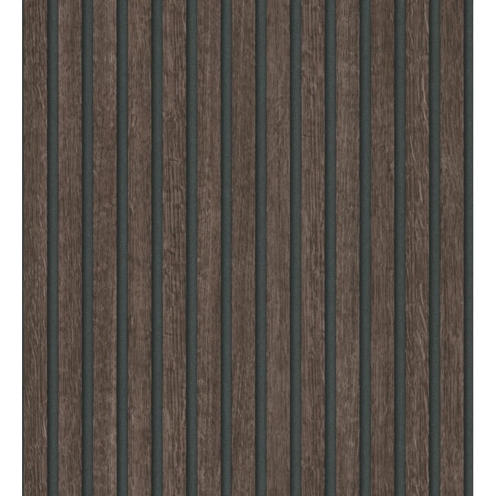 Papel pintado de listones de madera ébano imitando el diseño de palillería - Lance Wood Line 682663