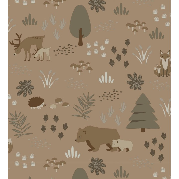 Papel pintado infantil de animales osos zorros y ciervos - Forest Families 682671