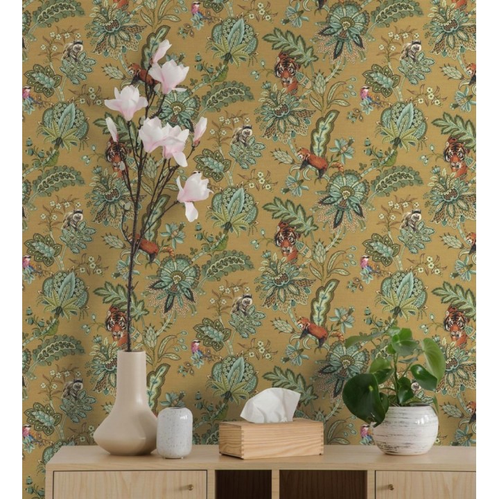 Papel pintado de plantas y animales de diseño hindú estilo étnico - Jaipur Opulence 682678