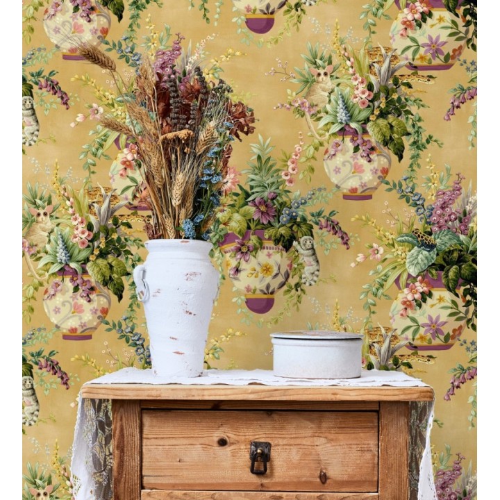 Papel pintado de jarrones de flores estilo romántico - Sylvan Bliss 682680