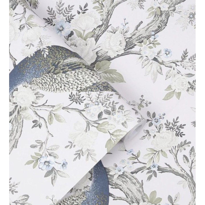 Papel pintado de pavos reales sobre ramas fondo claro - Avian Paradise 682686