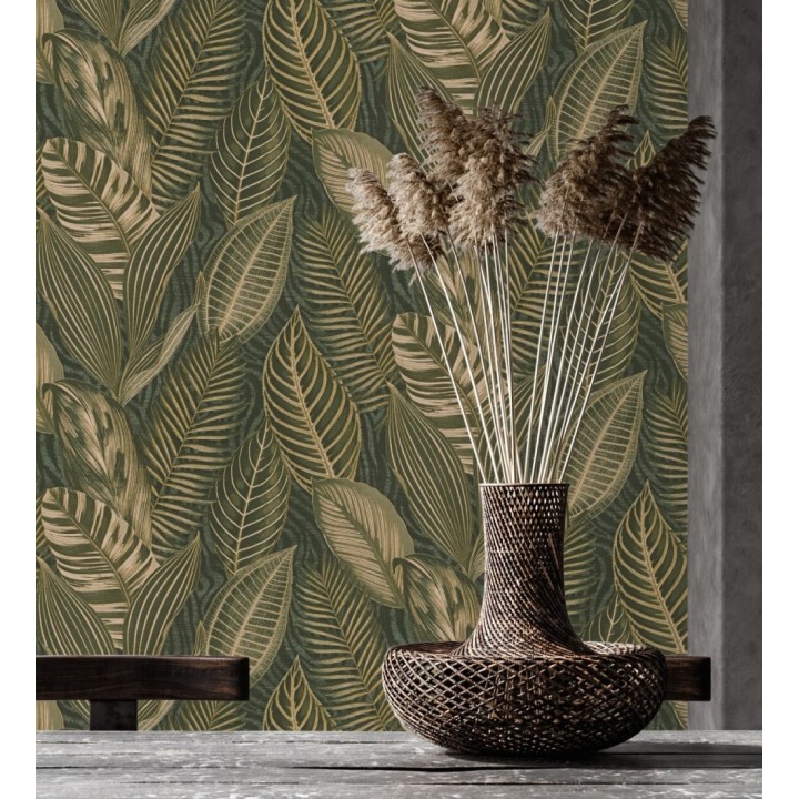 Papel pintado de hojas tropicales estilo africano - Inaya 682700