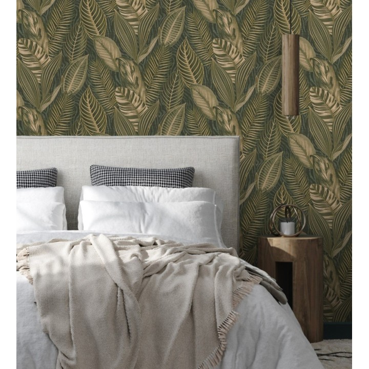 Papel pintado de hojas tropicales estilo africano - Inaya 682700