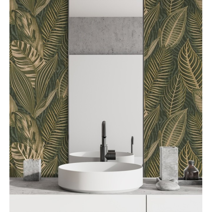 Papel pintado de hojas tropicales estilo africano - Inaya 682700
