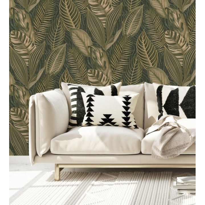 Papel pintado de hojas tropicales estilo africano - Inaya 682700