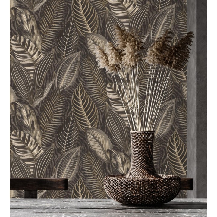 Papel pintado de hojas tropicales estilo africano - Inaya 682701