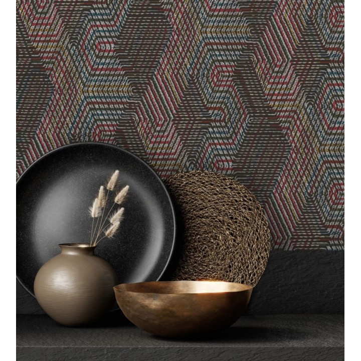 Papel pintado geométrico de tela africana - Maiba 682703