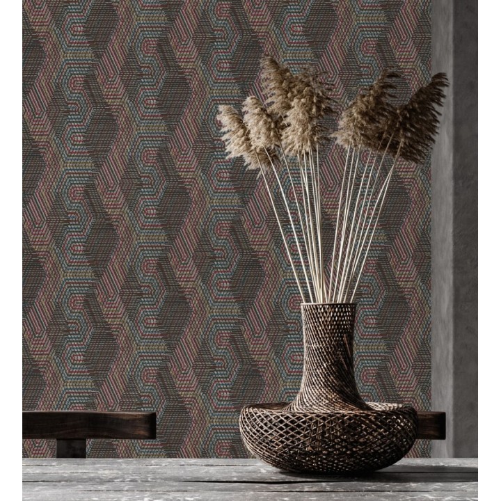 Papel pintado geométrico de tela africana - Maiba 682703