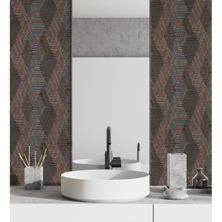 Papel pintado geométrico de tela africana - Maiba 682703