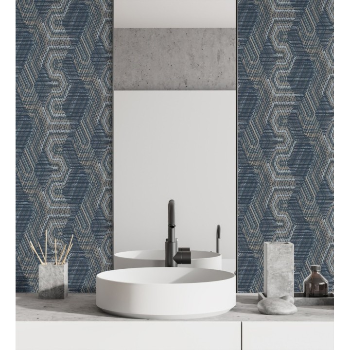 Papel pintado geométrico de tela africana - Maiba 682705