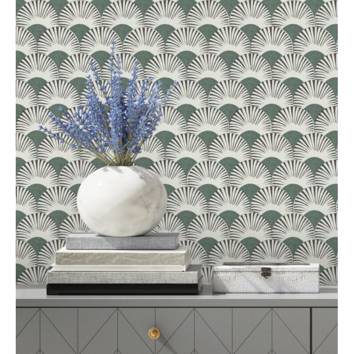 Papel pintado geométrico de abanicos japoneses - Mayuri Sensu 682708