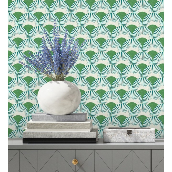 Papel pintado geométrico de abanicos japoneses - Mayuri Sensu 682709