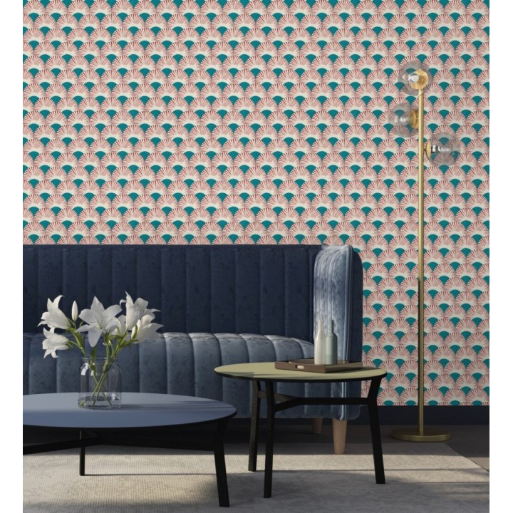 Papel pintado geométrico de abanicos japoneses - Mayuri Sensu 682710