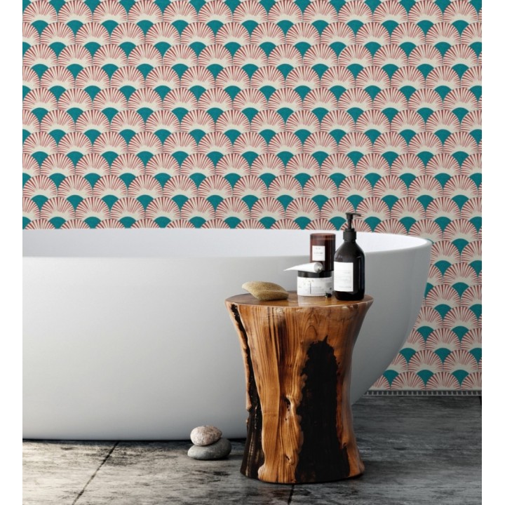 Papel pintado geométrico de abanicos japoneses - Mayuri Sensu 682710