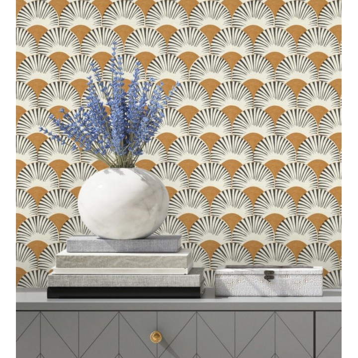 Papel pintado geométrico de abanicos japoneses - Mayuri Sensu 682711