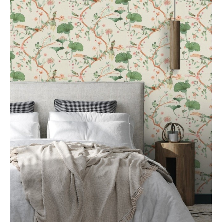 Papel pintado de pájaros y flores estilo japonés - Ren Saku 682713