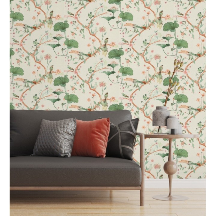 Papel pintado de pájaros y flores estilo japonés - Ren Saku 682713