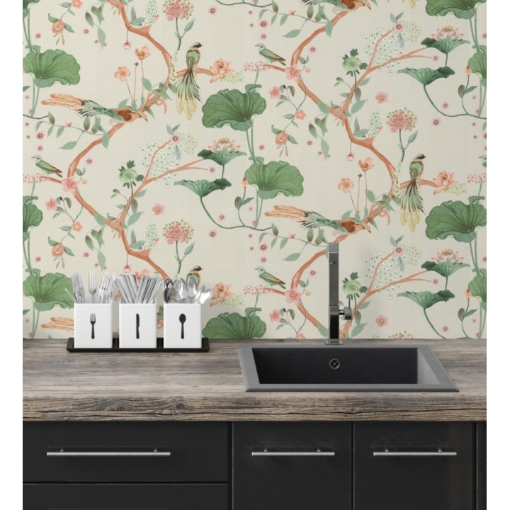 Papel pintado de pájaros y flores estilo japonés - Ren Saku 682713