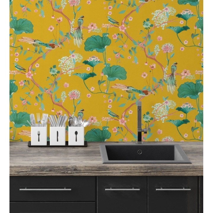 Papel pintado de pájaros y flores estilo japonés - Ren Saku 682714