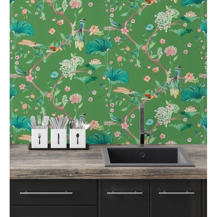 Papel pintado de pájaros y flores estilo japonés - Ren Saku 682715