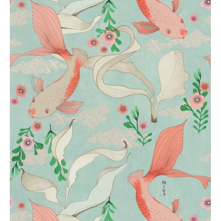 Papel pintado de peces carpa y flores estilo japonés - Koi Nagare 682717