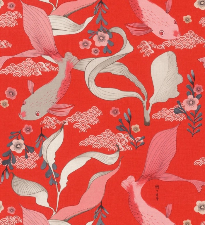 Papel pintado de peces carpa y flores estilo japonés - Koi Nagare 682718