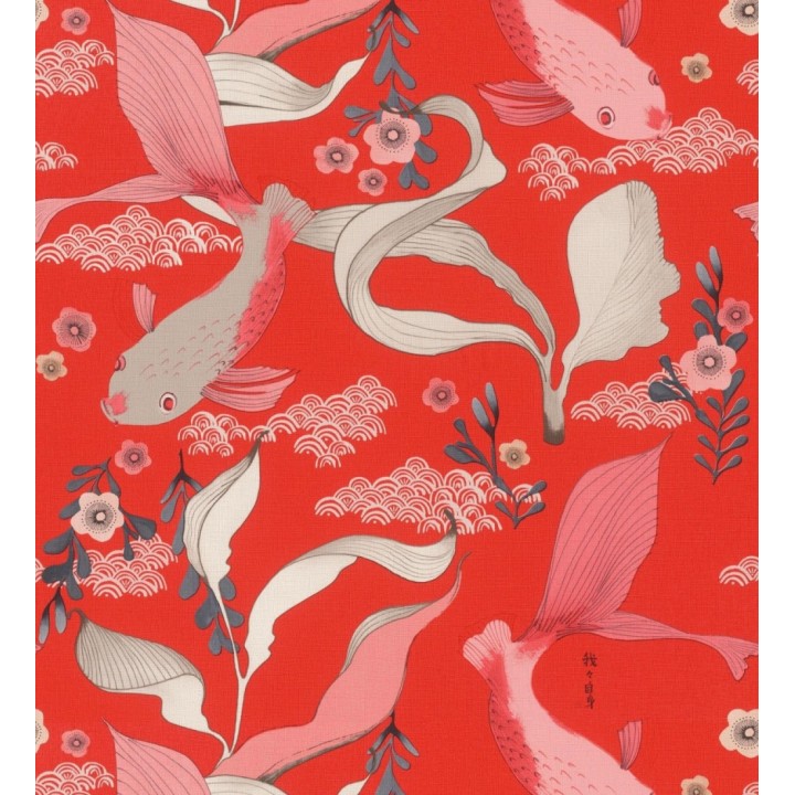 Papel pintado de peces carpa y flores estilo japonés - Koi Nagare 682718