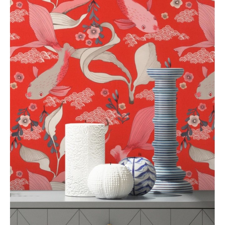 Papel pintado de peces carpa y flores estilo japonés - Koi Nagare 682718