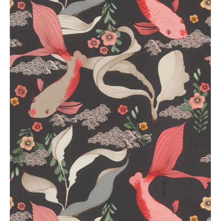 Papel pintado de peces carpa y flores estilo japonés - Koi Nagare 682719