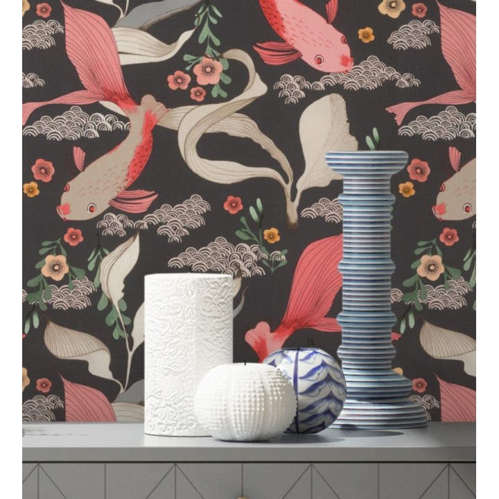 Papel pintado de peces carpa y flores estilo japonés - Koi Nagare 682719