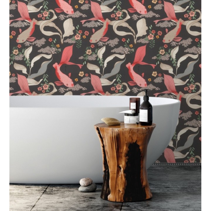 Papel pintado de peces carpa y flores estilo japonés - Koi Nagare 682719