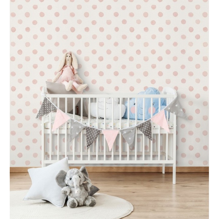 Papel pintado de lunares topos color rosa - Claudy Dots 682727