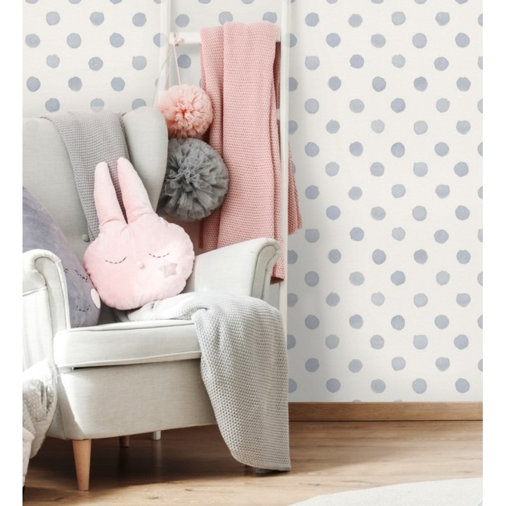 Papel pintado de lunares topos color celeste - Claudy Dots 682728