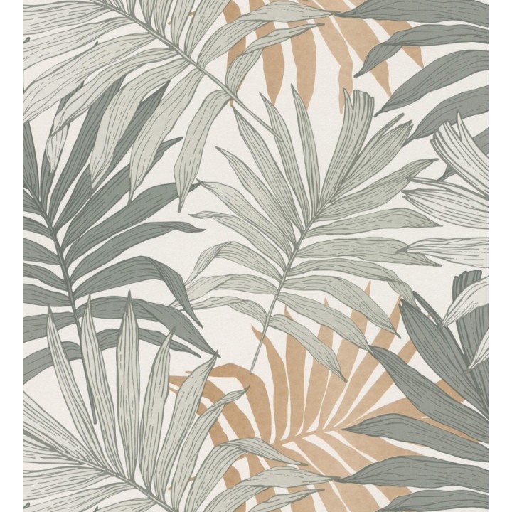 Papel pintado infantil de hojas de la selva tropical africana en tonos verde - Tawa 682738