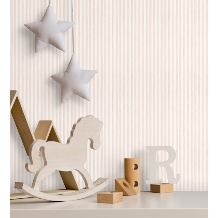 Papel pintado de raya finas rosas infantiles - Favorite stripes 682741