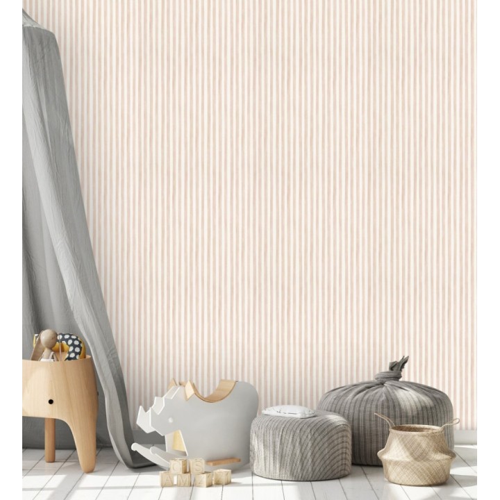 Papel pintado de raya finas beige infantiles - Favorite stripes 682743