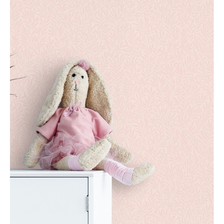 Papel pintado de hojas pequeñas fondo rosa - Laurel Lattice 682744