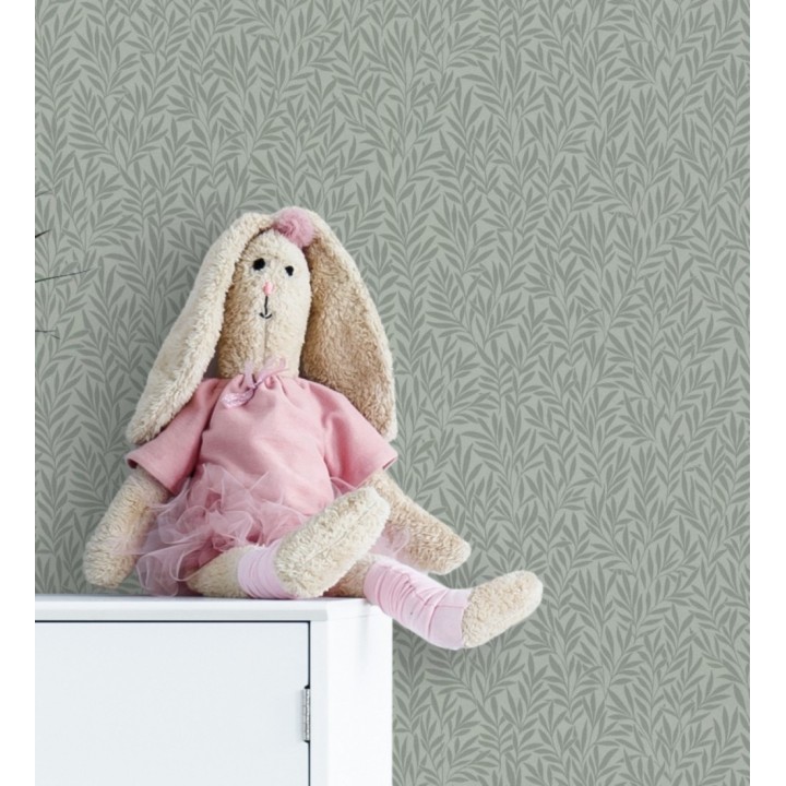 Papel pintado de hojas pequeñas fondo verde - Laurel Lattice 682745