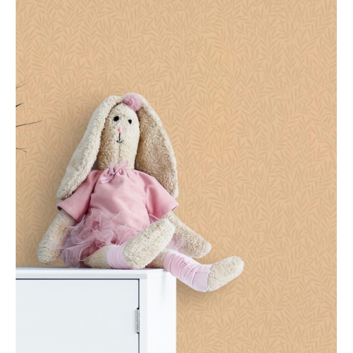 Papel pintado de hojas pequeñas fondo naranja - Laurel Lattice 682747