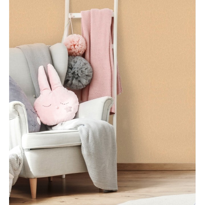 Papel pintado de hojas pequeñas fondo naranja - Laurel Lattice 682747