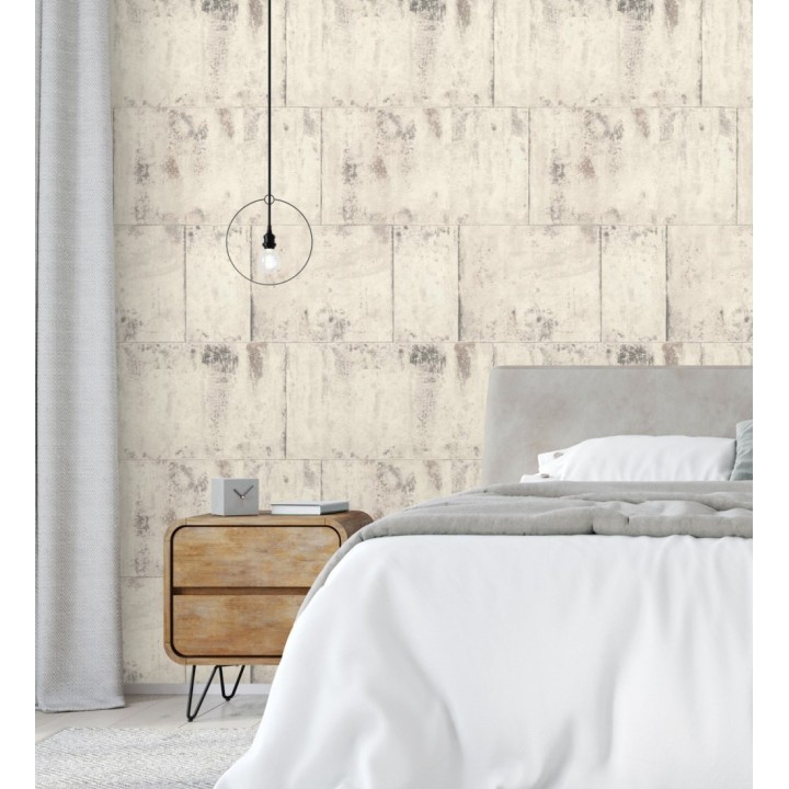 Papel pintado efecto chapa oxidada en bloques - Borg Metal 682766